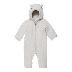 Huttelihut Allie baby suit w/ears wool fleece - Light Grey Melange
