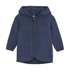 Huttelihut jacket w/ears - Cotton fleece - Navy Melange