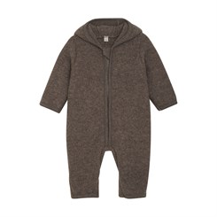 Huttelihut Pram suit - wool fleece - Brown Melange