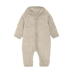 Huttelihut Pram suit w/ears - Cotton fleece - Camel Melange