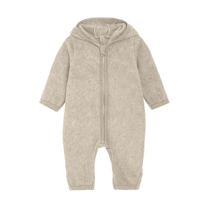 Huttelihut Pram suit w/ears - Cotton fleece - Camel Melange