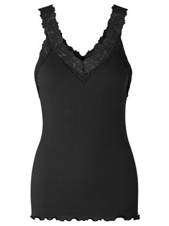 Rosemunde organic top w/lace - Black