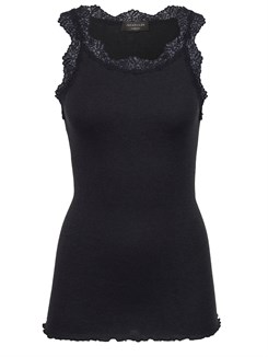 Rosemunde Babette uld top med blonder - Black