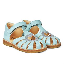 Angulus Hjerte sandal (smal til normal pasform) - Mint/Mint glitter
