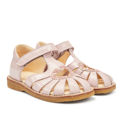 Angulus Glimmerhjerte sandal (normal til bred pasform) - Pale Rose/Rose Glitter