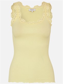Rosemunde ikoniske Babette silketop med blonder - Lemon creme