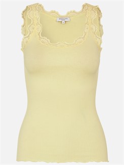 Rosemunde ikoniske Babette silketop med blonder - Lemon creme