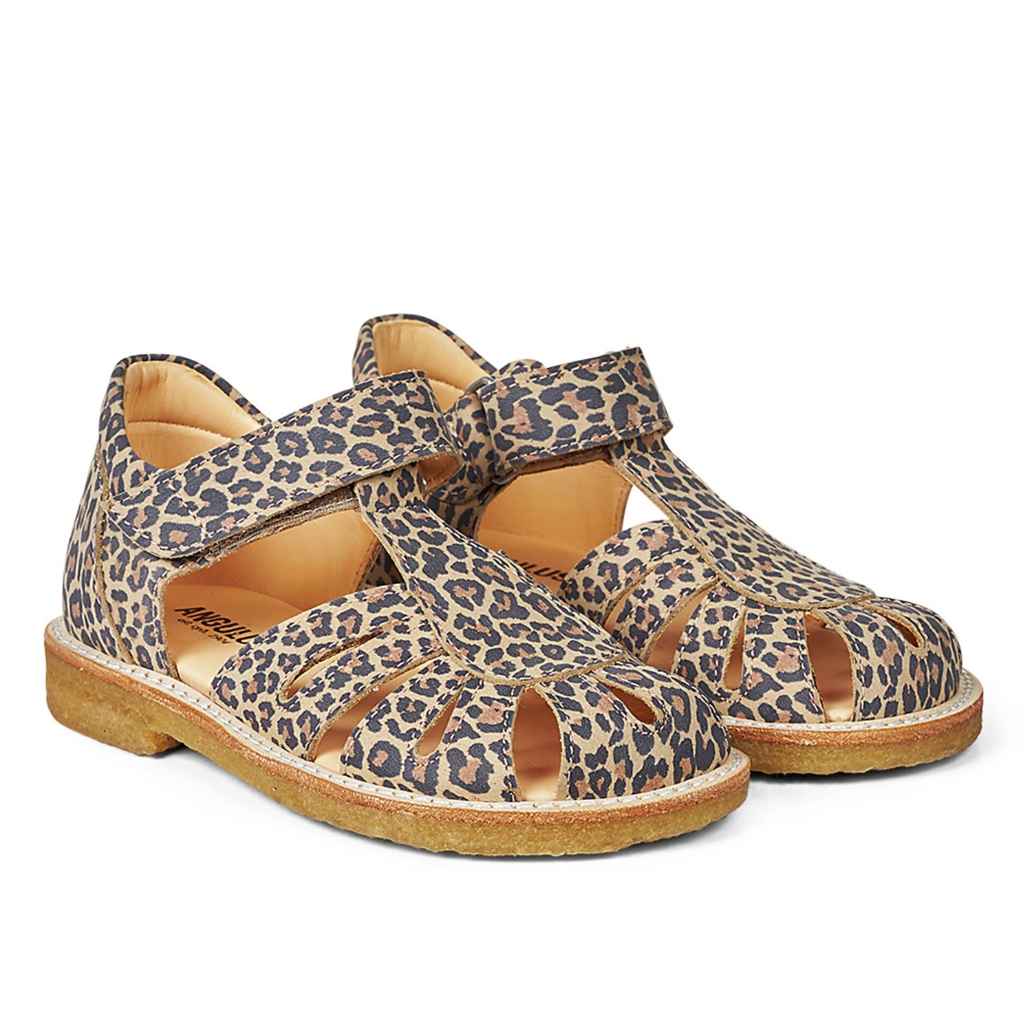 montage mål Ejendommelige Angulus sandal med lukket tå og velcro - Leopard