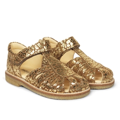 Angulus sandal med lukket tå og velcro - Guld leo