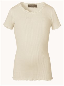 Rosemunde Silk t-shirt regular w/ lace - Marble