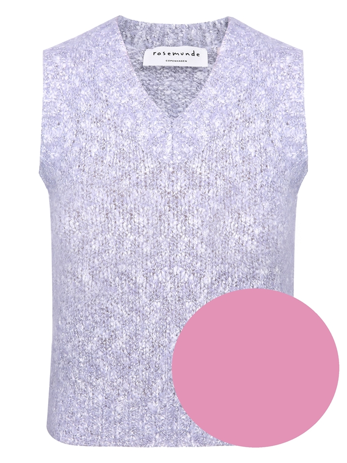 Rosemunde strik vest - Bubblegum Pink melange