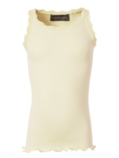 Rosemunde Silk top regular w/ lace - Pale Yellow