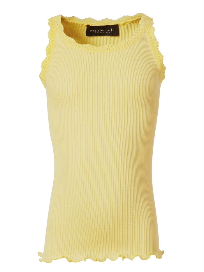 Rosemunde Silk top regular w/ lace - Vanilla yellow