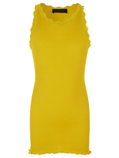 Rosemunde Silk top regular w/ lace - Sunshine yellow