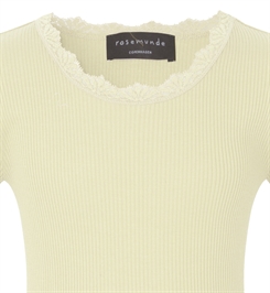 Rosemunde Silk t-shirt regular w/ lace - Pale Yellow