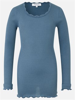 Rosemunde Silk t-shirt regular w/ lace - Paris blue