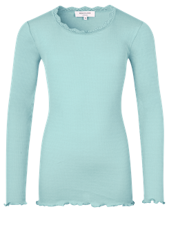 Rosemunde Silk t-shirt regular LS w/lace - Caribbean sea