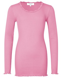 Rosemunde Silk t-shirt regular LS w/lace - Dolly pink