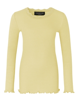 Rosemunde Silk t-shirt regular w/ lace - Sunlight yellow