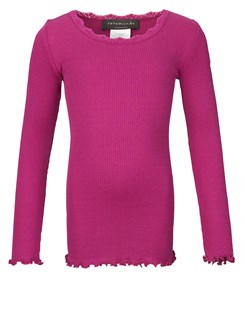 Rosemunde Silk t-shirt regular w/ lace - Pink peacock