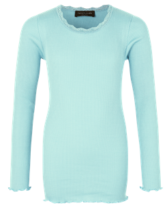 Rosemunde Silk t-shirt regular w/ lace - Aqua paradise