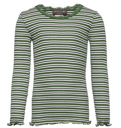 Rosemunde Silk t-shirt regular w/ lace - Forest elf mix stripe