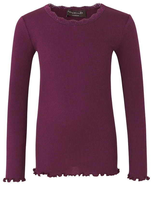Rosemunde Silk t-shirt regular LS w/lace - Potent purple