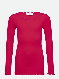 Rosemunde Silk t-shirt regular w/ lace - Crimson