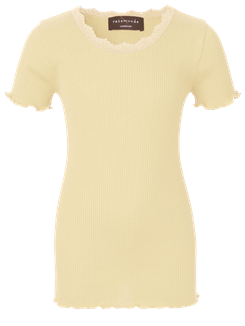 Rosemunde Silk t-shirt regular w/ lace - Lemon creme
