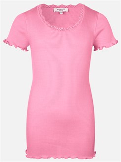 Rosemunde Silk t-shirt regular w/ lace - Dolly pink