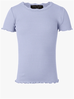 Rosemunde Silk t-shirt regular w/ lace - Arctic Blue