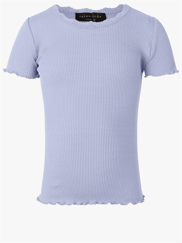 Rosemunde Silk t-shirt regular w/ lace - Arctic Blue