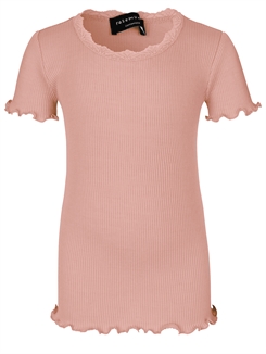 Rosemunde Silk t-shirt regular w/ lace - Peachy Rose