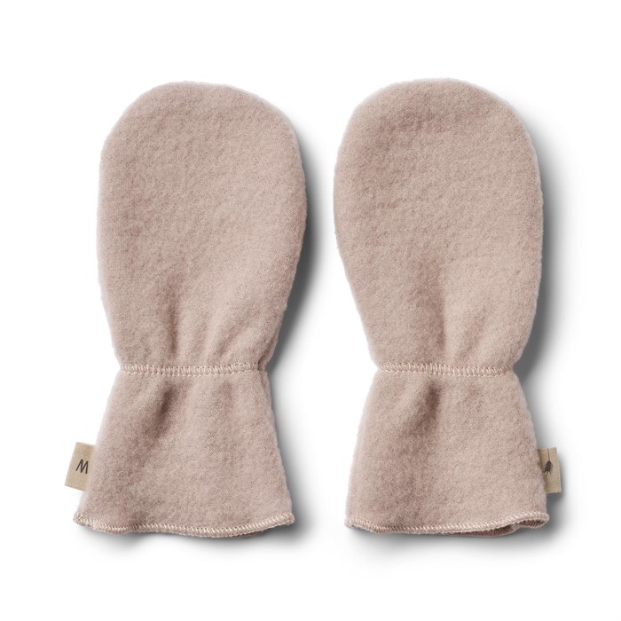 Wheat wool fleece mittens - Dry rose