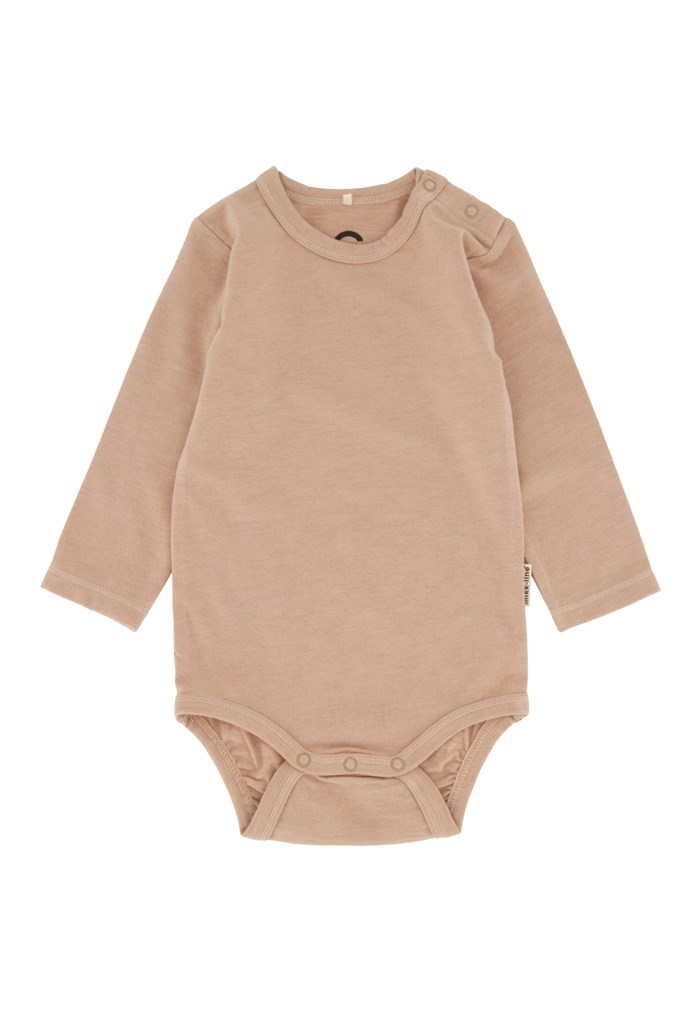 Mikk-Line wool/bamboo LS body - Warm Taupe