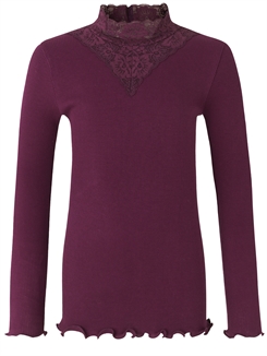 Rosemunde Organic t-shirt regular LS w/lace - Potent purple