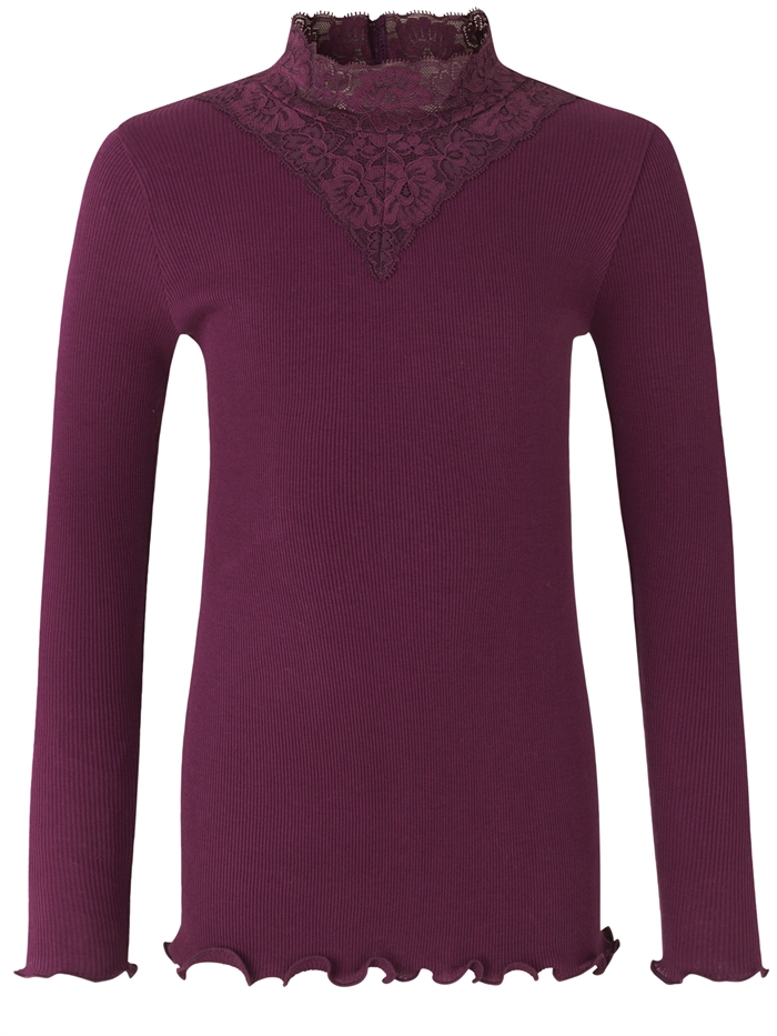 Rosemunde Organic t-shirt regular LS w/lace - Potent purple