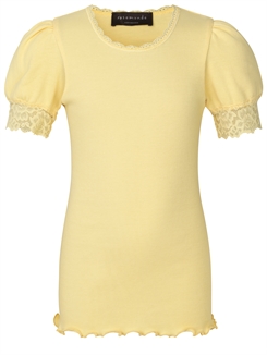 Rosemunde Organic t-shirt regular w/ lace - Vanilla yellow