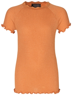 Rosemunde Silk t-shirt regular w/ lurex - Orange shine