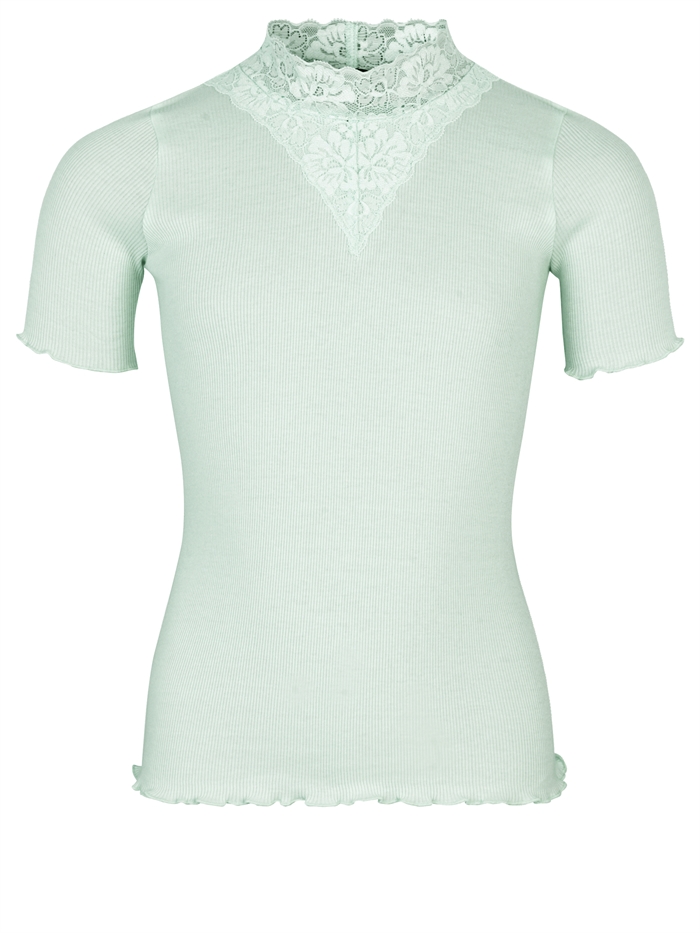 Rosemunde Organic Bernadine t-shirt regular w/ lace - Pastel mint