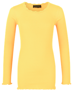 Rosemunde Silk t-shirt regular w/ lace - Sunshine yellow