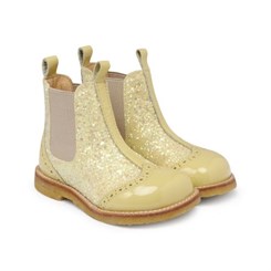 Angulus Chelsea støvlet med elastik - Lys gul/ L.Gul Glitter/Beige