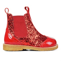 Angulus Chelsea støvlet med elastik - Red/Red Glitter