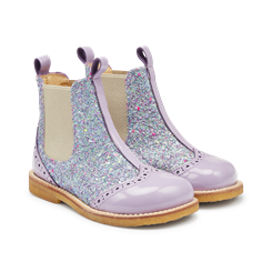 Angulus Chelsea støvlet med elastik - Lilac/Congetti Glitter/Beige Elastic