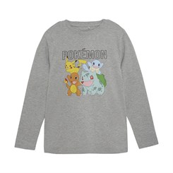 Minymo- Pokemon T-shirt LS - Light Grey Melange