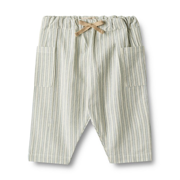 Wheat trousers Arne - Aquablue stripe