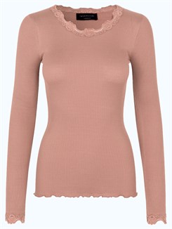 Rosemunde Silk t-shirt regular w/ lace - Burnt Coral