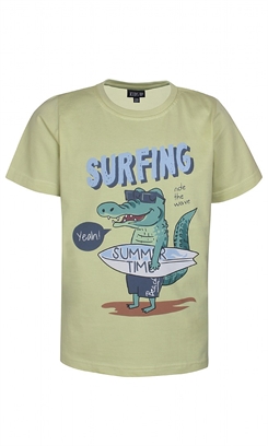 Kids-up T-shirt - Pistachio - krokodille "Surfing"