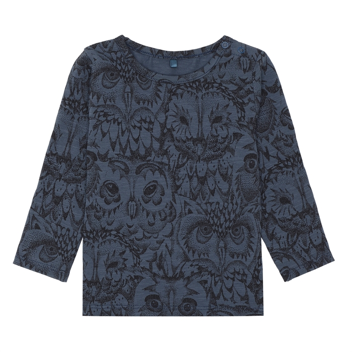 Soft Gallery Baby Bella T-shirt, AOP Owl - Orion blue