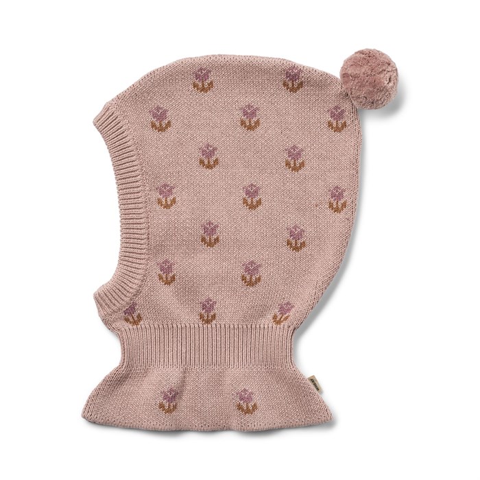 Wheat Sessie knitted balaclava - Dry Rose